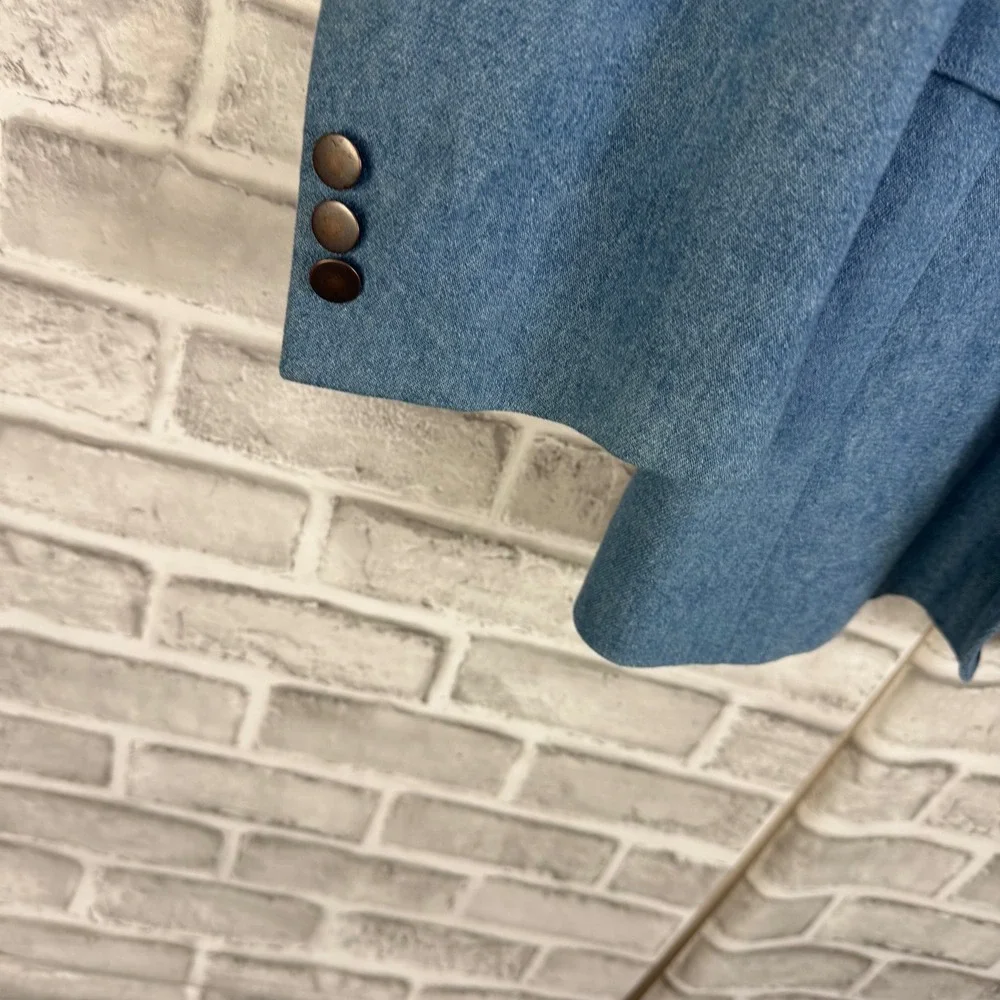 Circle S Dallas Texas Mens Blue Cotton Western Blazer Sport Coat 44R Denim Style